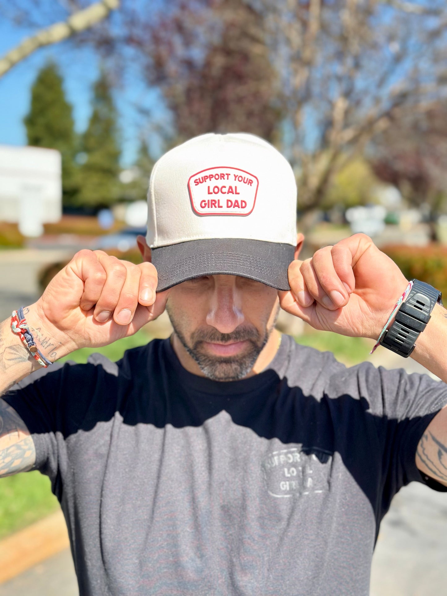 DadBod Support Your Local Girl Dad 5-Panel (Cream/Black)