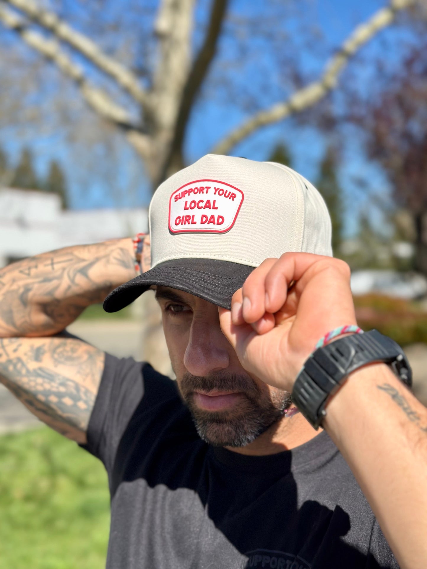 DadBod Support Your Local Girl Dad 5-Panel (Cream/Black)