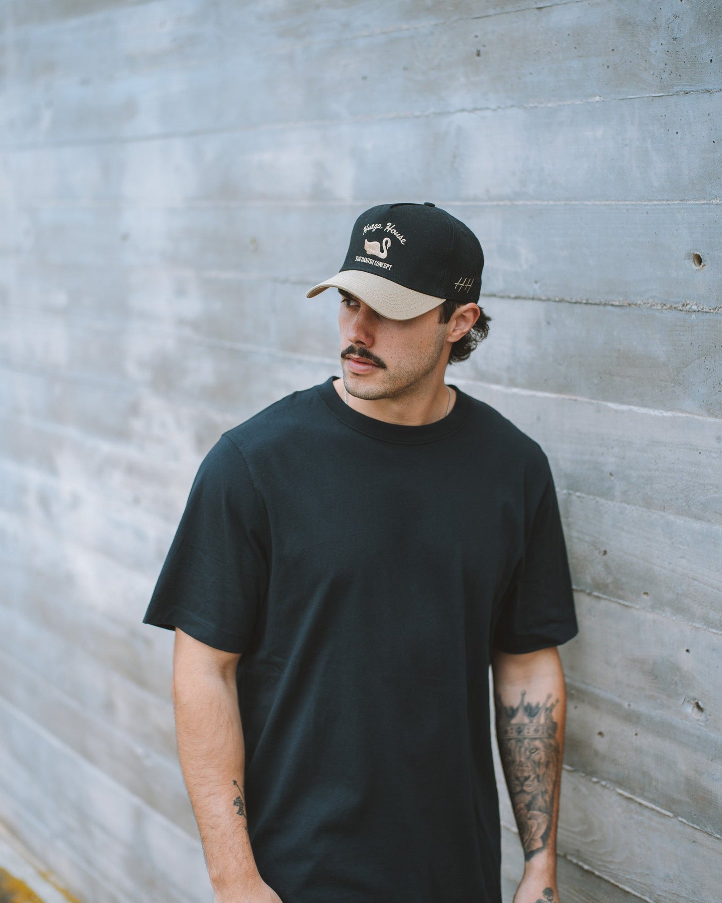 Huega House | Vintage Swan | Khaki & Black Hat