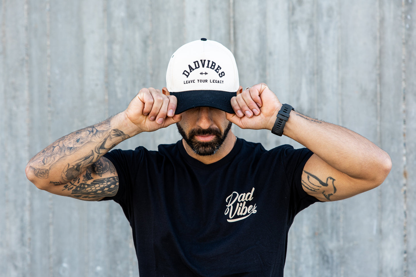 DadBod DadVibes 5 Panel Hat (Cream/Black)