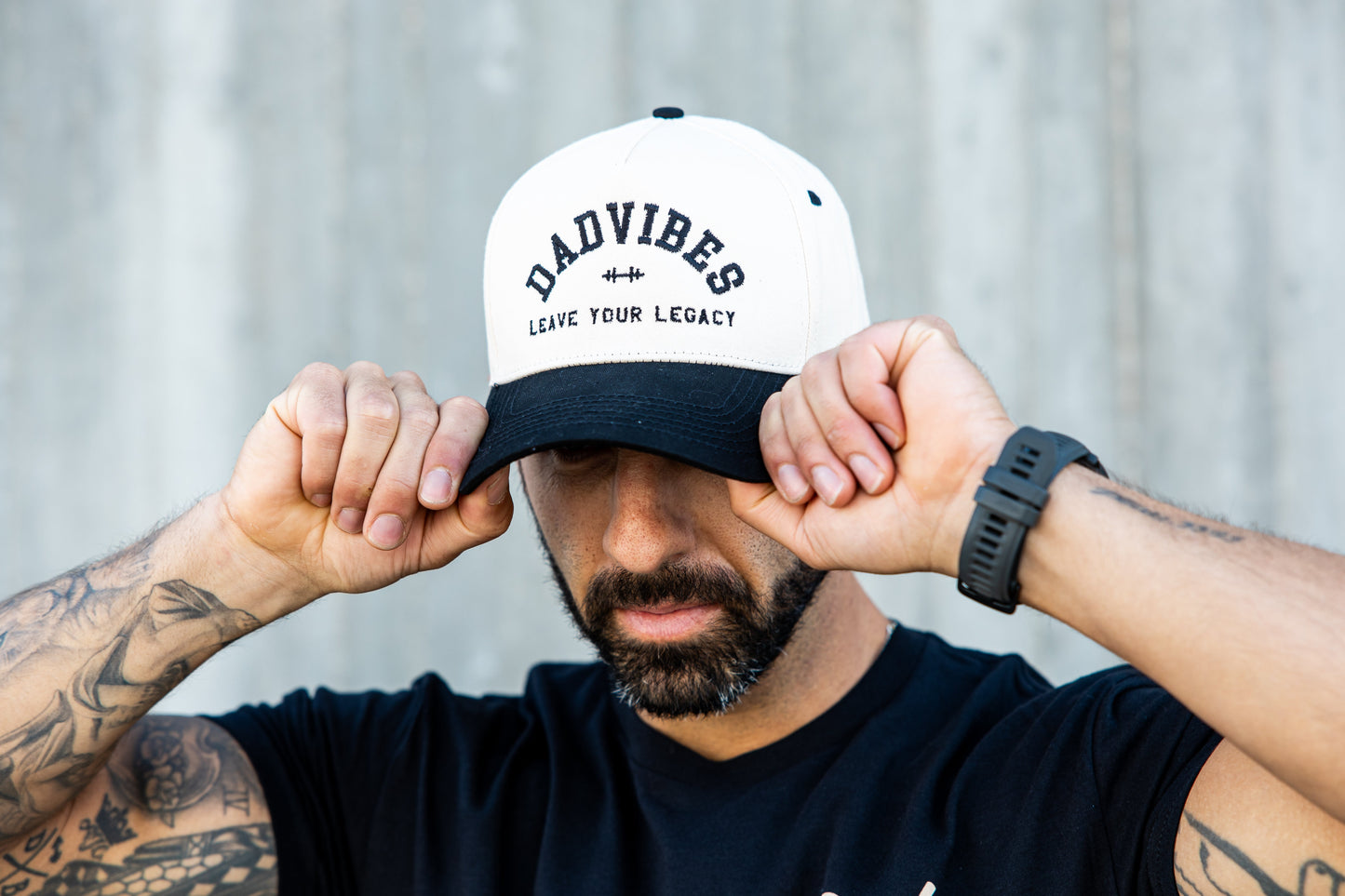 DadBod DadVibes 5 Panel Hat (Cream/Black)