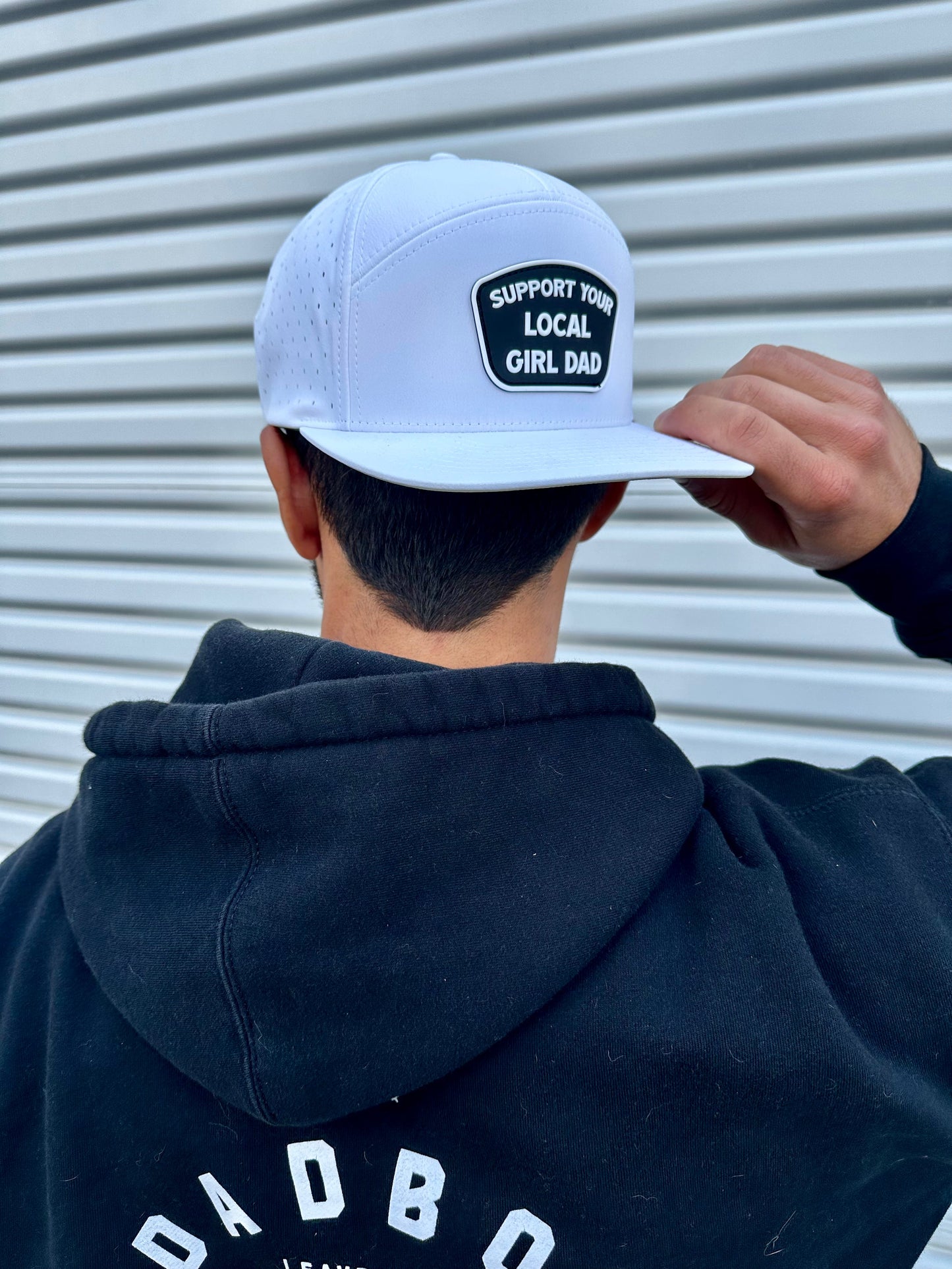 DadBod Premium Active Support Your Local Girl Dad PVC Patch Hat (White)