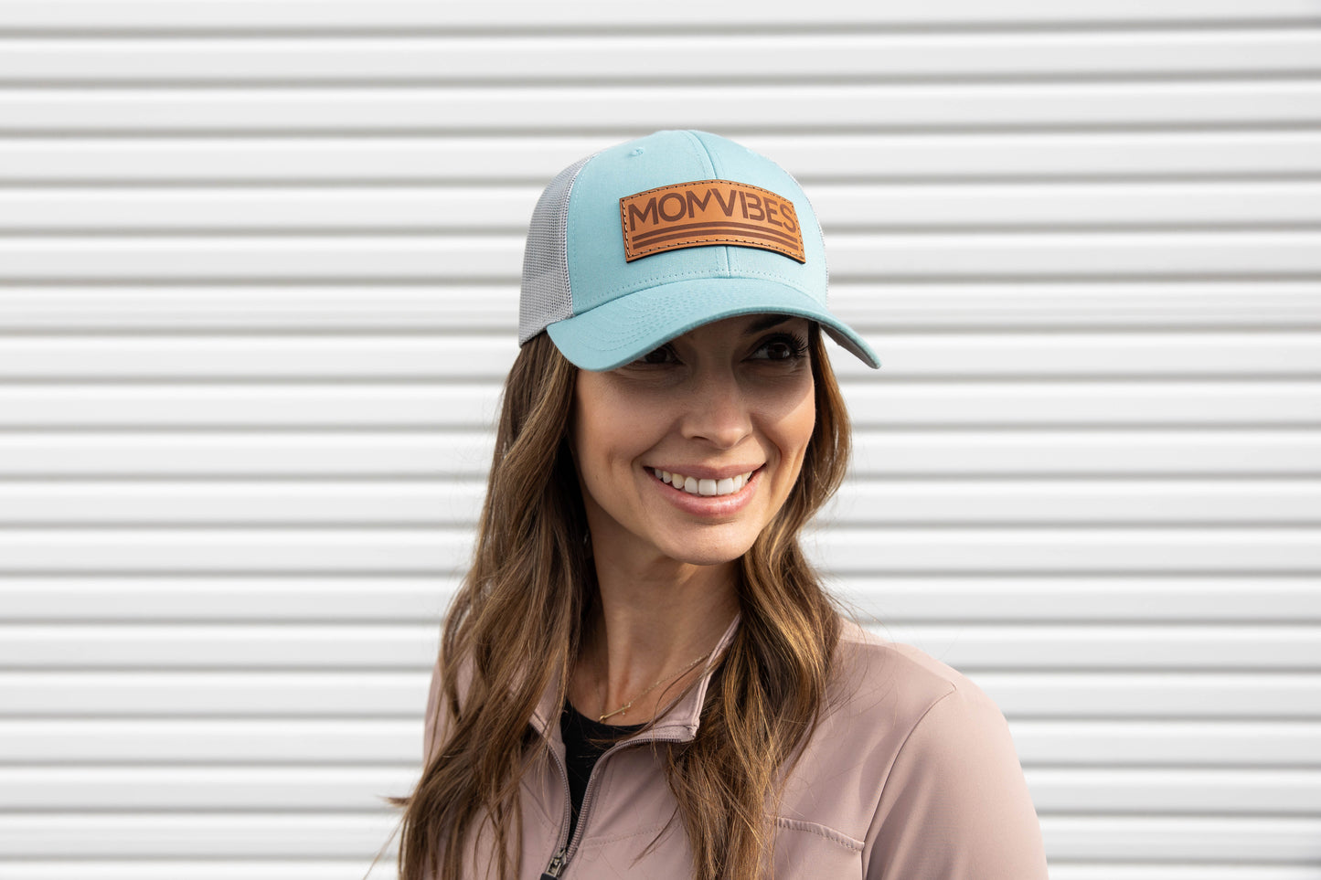DadBod MomVibes - Curved Bill Trucker Snapback (Smoke Blue)