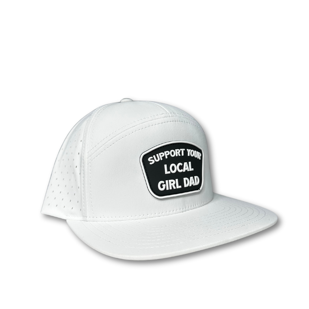 DadBod Premium Active Support Your Local Girl Dad PVC Patch Hat (White)